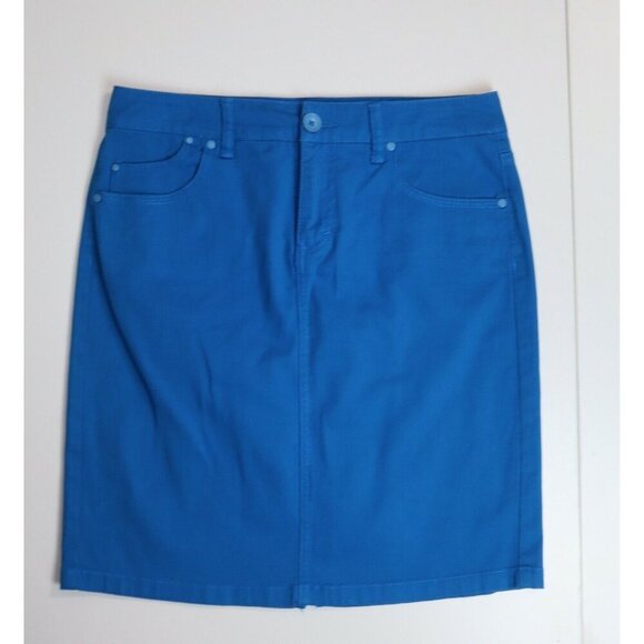 WOMEN'S TURQUOISE BLUE DENIM PENCIL SKIRT - BANDOLINO - SIZE 4 - Picture 1 of 6